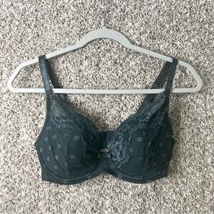 Adore Me Bra Women’s 32DD Amalee Dark Green Floral Lace Underwire Padded Push Up